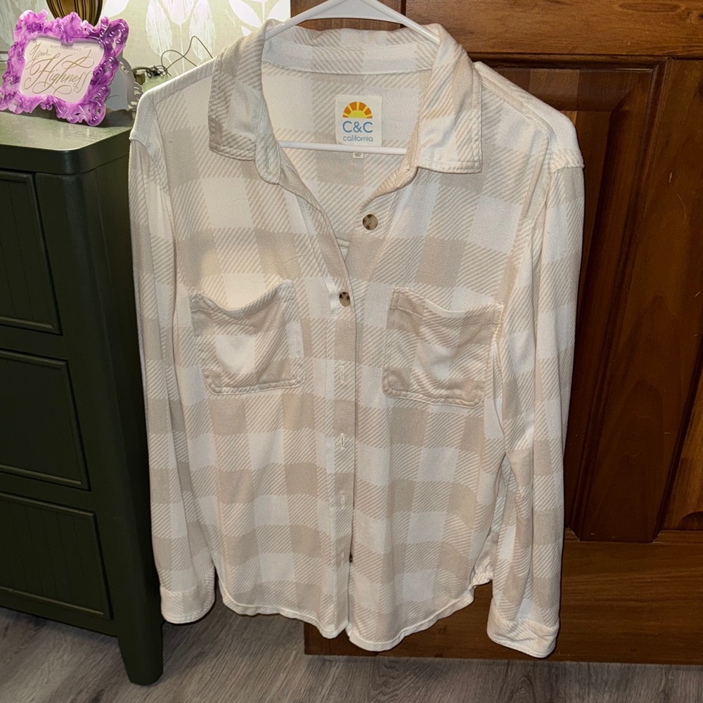 C.C Light Cream Checkered Shirt